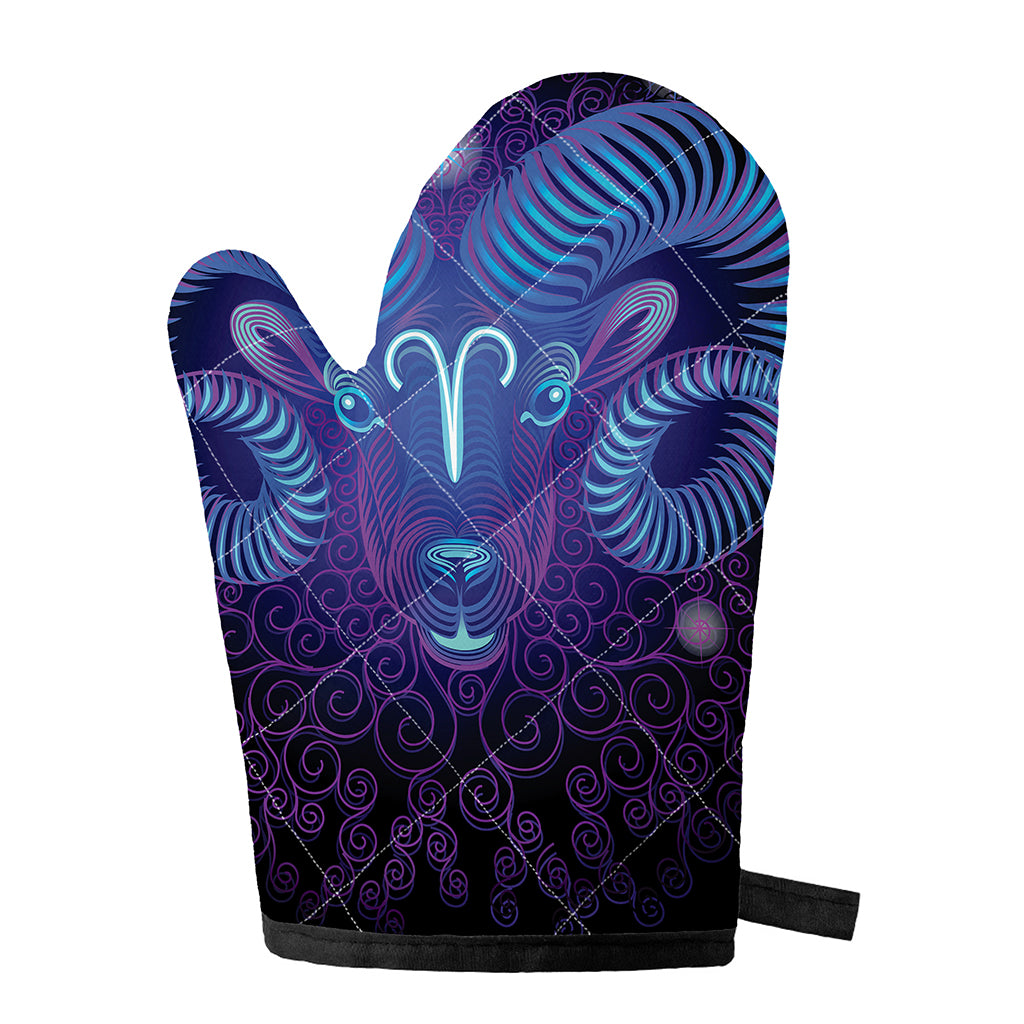 Dark Aries Zodiac Sign Print Single Oven Mitt