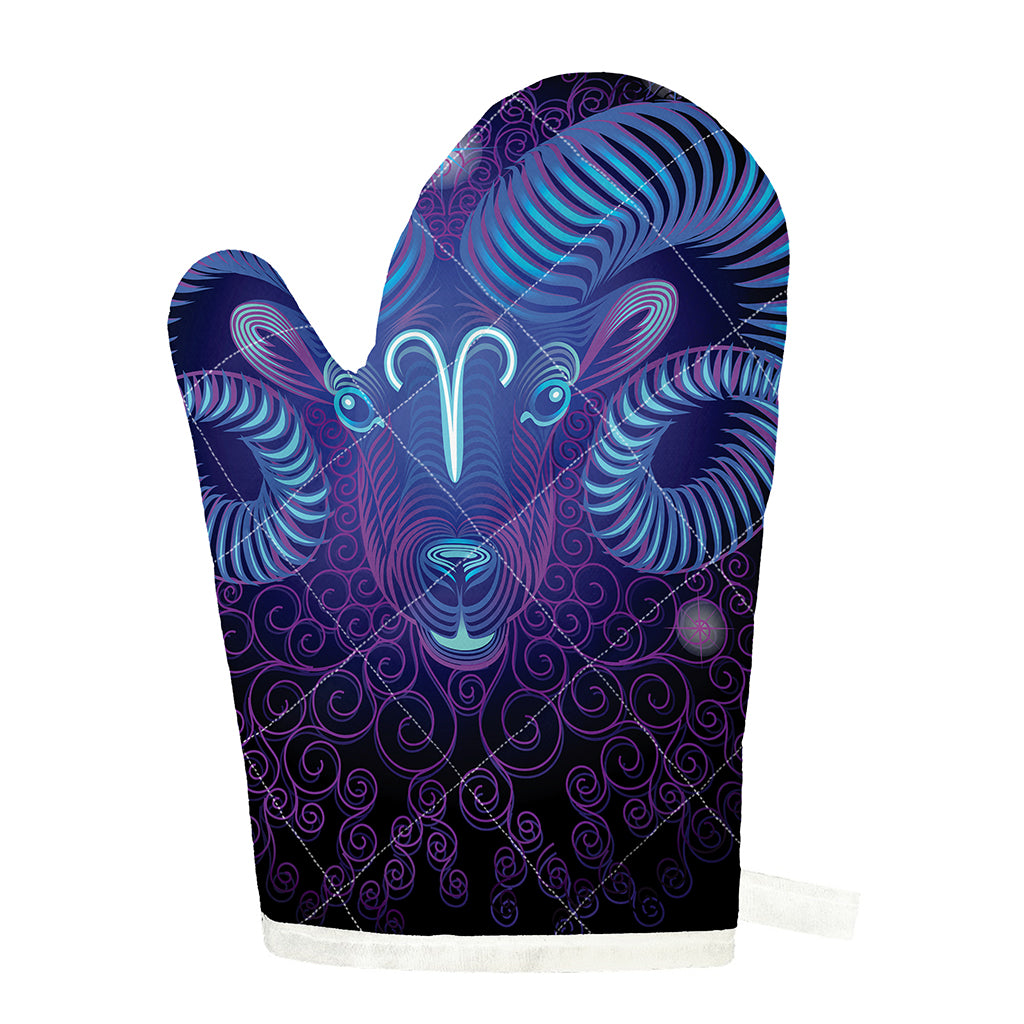Dark Aries Zodiac Sign Print Single Oven Mitt