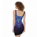 Dark Aries Zodiac Sign Print Sleeveless Bodycon Dress