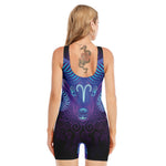 Dark Aries Zodiac Sign Print Sleeveless One Piece Swimsuit
