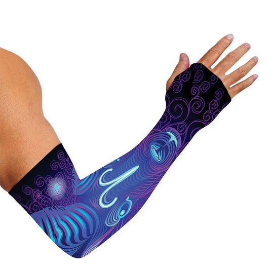 Dark Aries Zodiac Sign Print Sun Protection Arm Sleeves