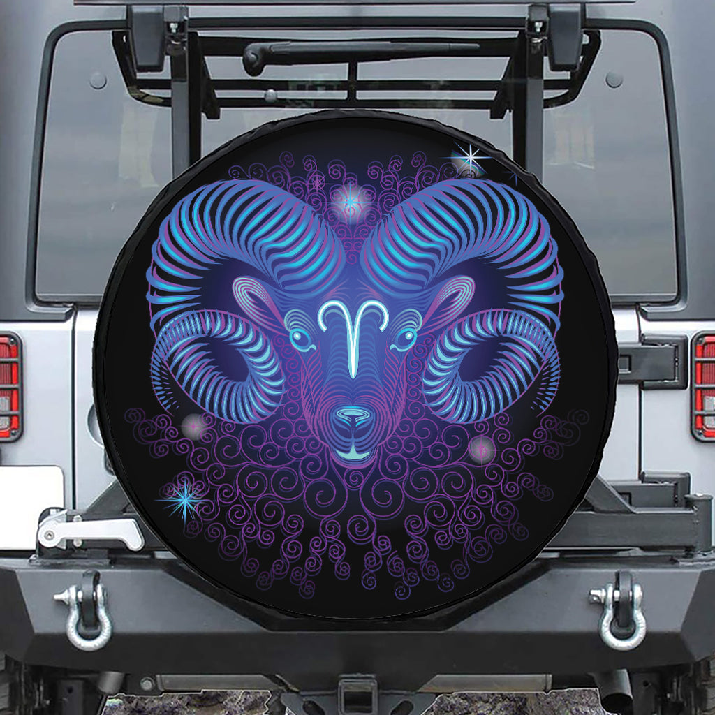 Dark Aries Zodiac Sign Print Tire Cover