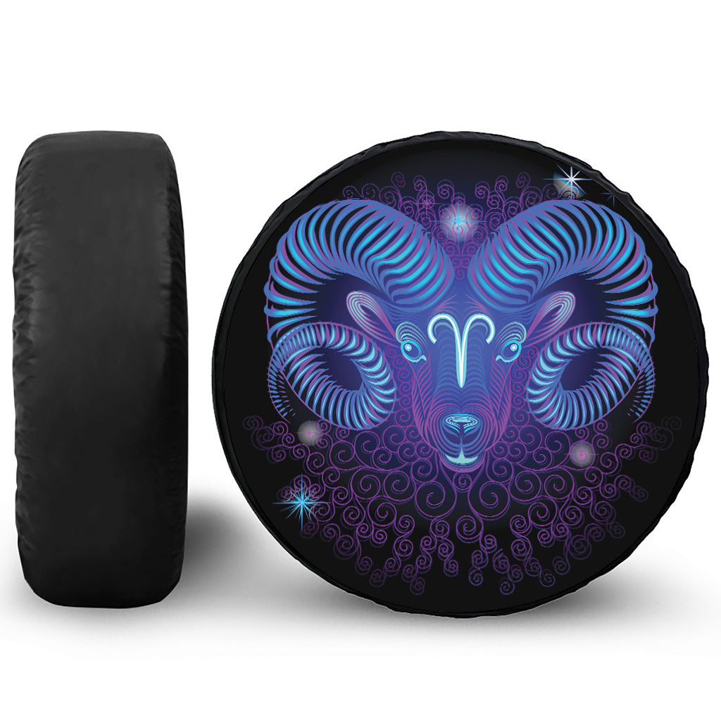 Dark Aries Zodiac Sign Print Tire Cover