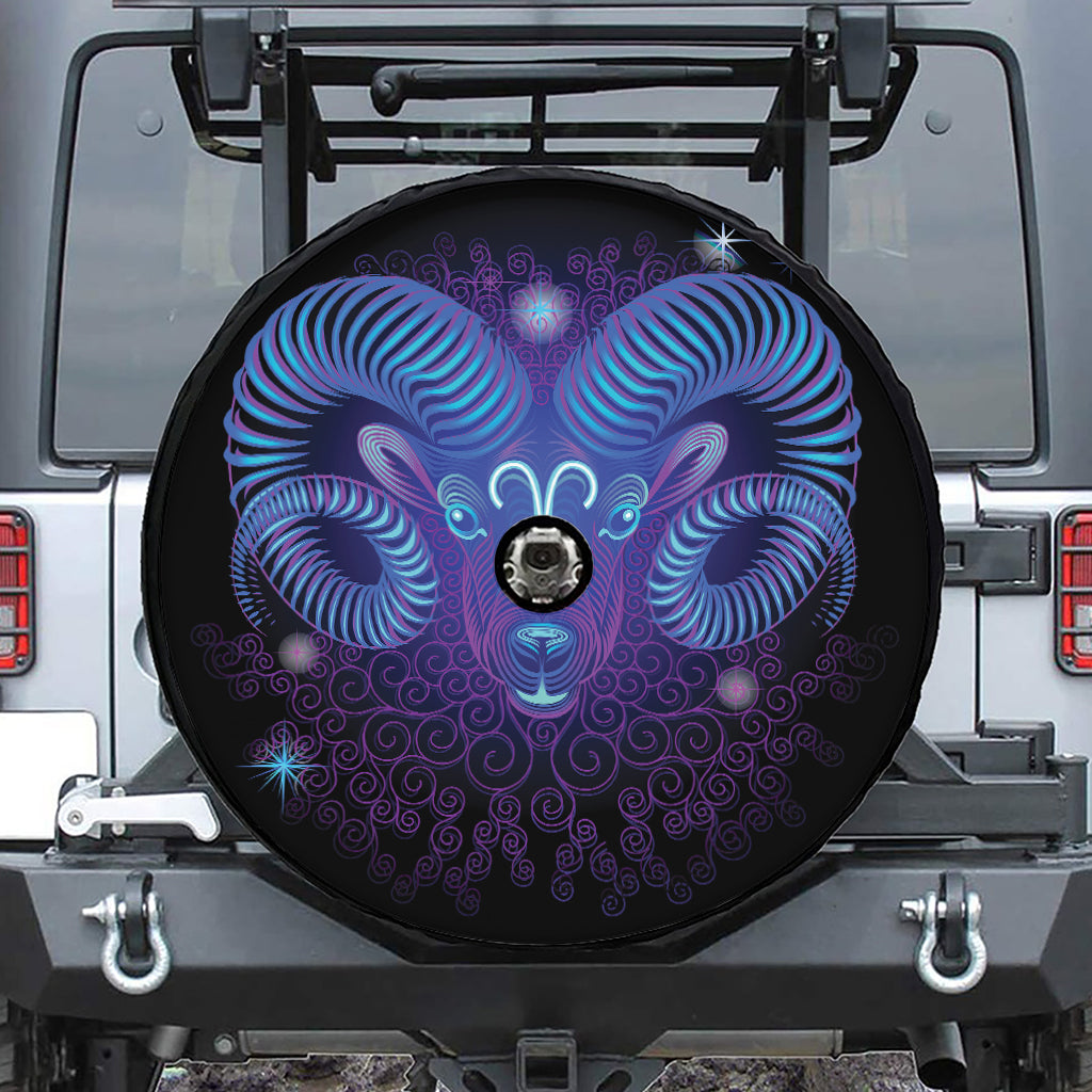 Dark Aries Zodiac Sign Print Tire Cover With Camera Hole