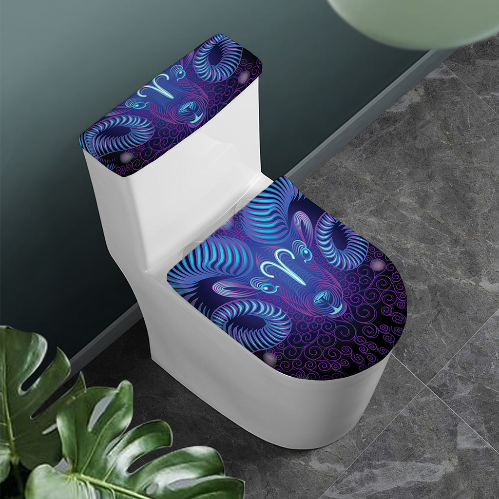 Dark Aries Zodiac Sign Print Toilet Lid And Tank Cover Set