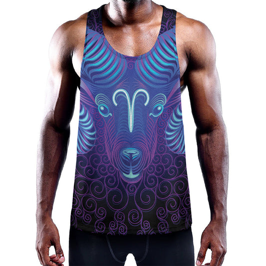 Dark Aries Zodiac Sign Print Training Tank Top