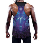 Dark Aries Zodiac Sign Print Training Tank Top