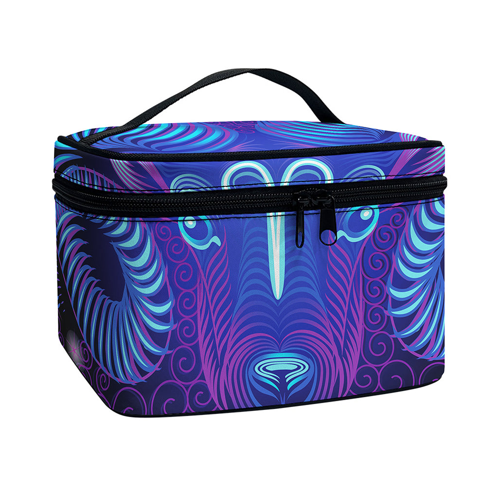 Dark Aries Zodiac Sign Print Travel Makeup Bag
