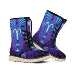 Dark Aries Zodiac Sign Print Winter Boots