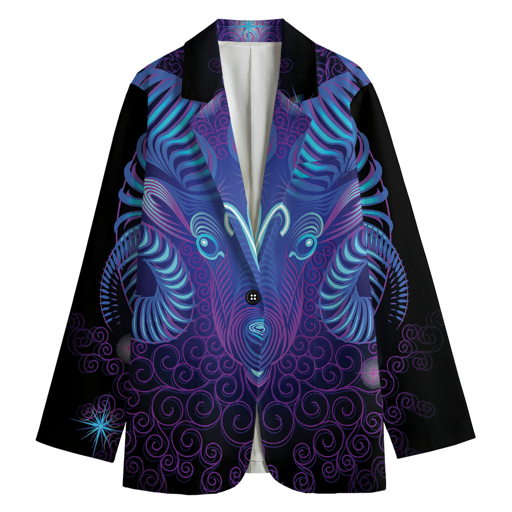 Dark Aries Zodiac Sign Print Women's Blazer