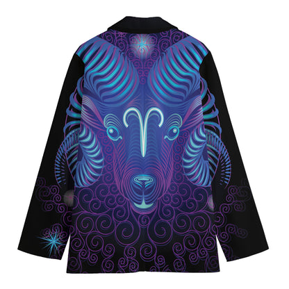 Dark Aries Zodiac Sign Print Women's Blazer