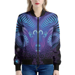 Dark Aries Zodiac Sign Print Women's Bomber Jacket