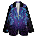 Dark Aries Zodiac Sign Print Women's Cotton Blazer