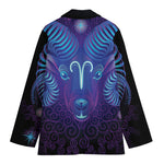 Dark Aries Zodiac Sign Print Women's Cotton Blazer