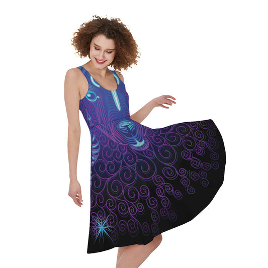 Dark Aries Zodiac Sign Print Women's Sleeveless Dress