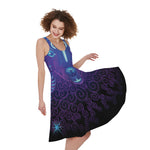 Dark Aries Zodiac Sign Print Women's Sleeveless Dress