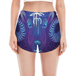 Dark Aries Zodiac Sign Print Women's Split Running Shorts