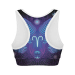 Dark Aries Zodiac Sign Print Women's Sports Bra
