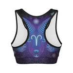 Dark Aries Zodiac Sign Print Women's Sports Bra