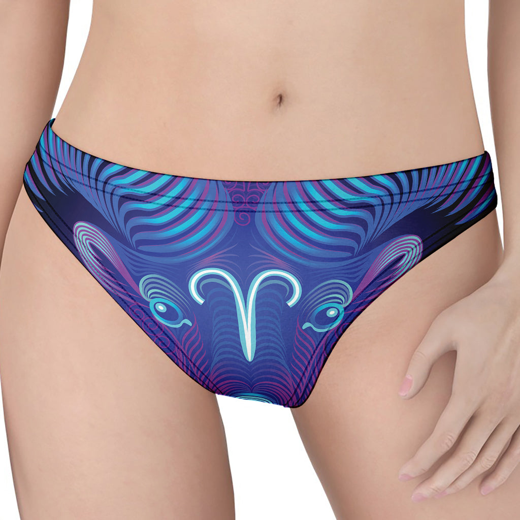 Dark Aries Zodiac Sign Print Women's Thong
