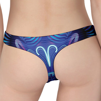 Dark Aries Zodiac Sign Print Women's Thong