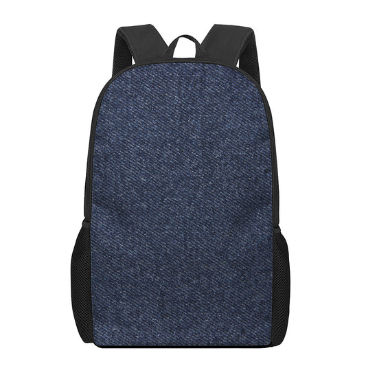 Dark Blue Denim Jeans Print 17 Inch Backpack
