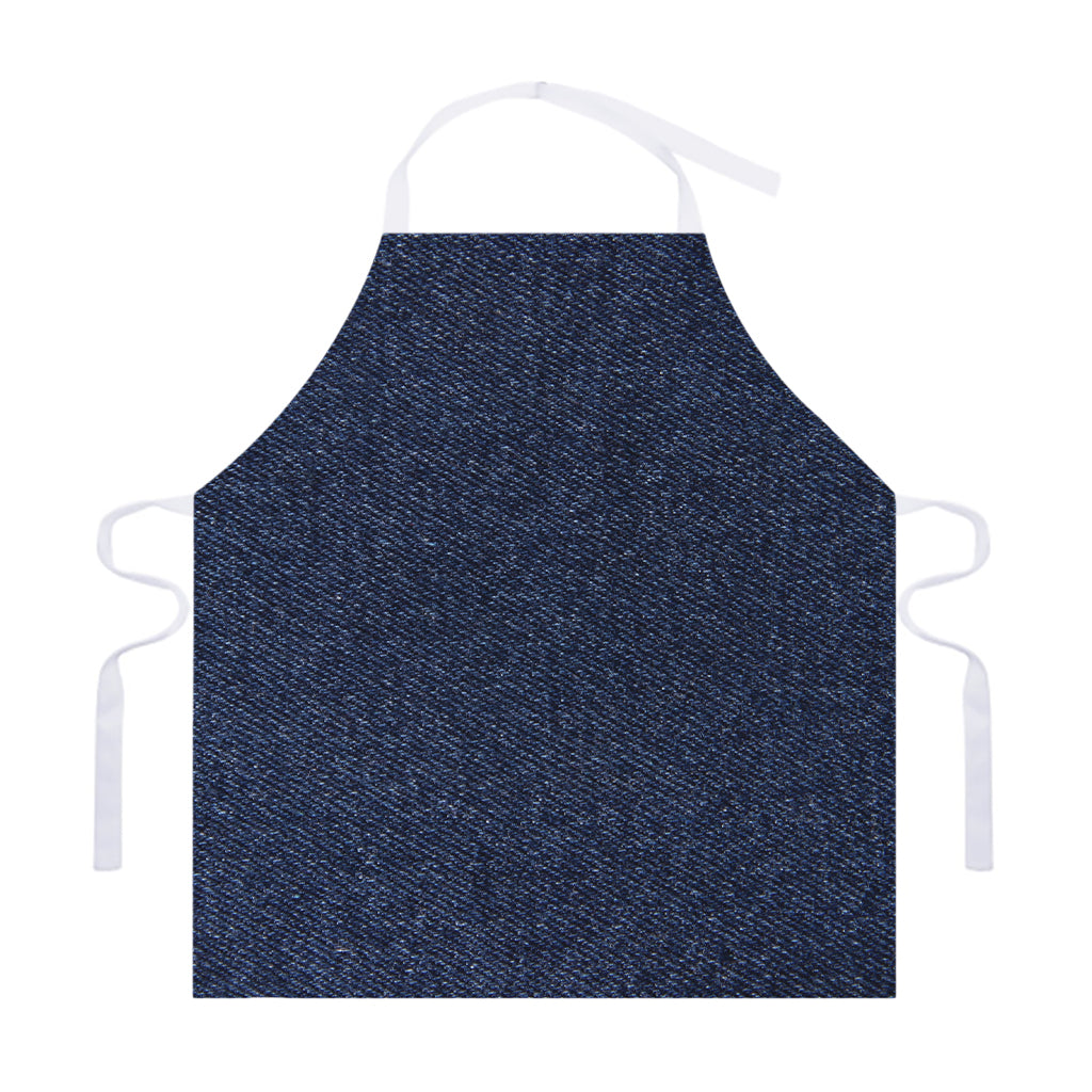 Dark Blue Denim Jeans Print Adjustable Apron