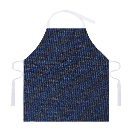 Dark Blue Denim Jeans Print Adjustable Apron