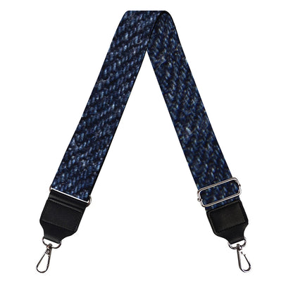 Dark Blue Denim Jeans Print Bag Strap