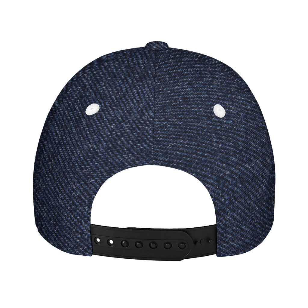 Dark Blue Denim Jeans Print Baseball Cap