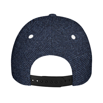 Dark Blue Denim Jeans Print Baseball Cap