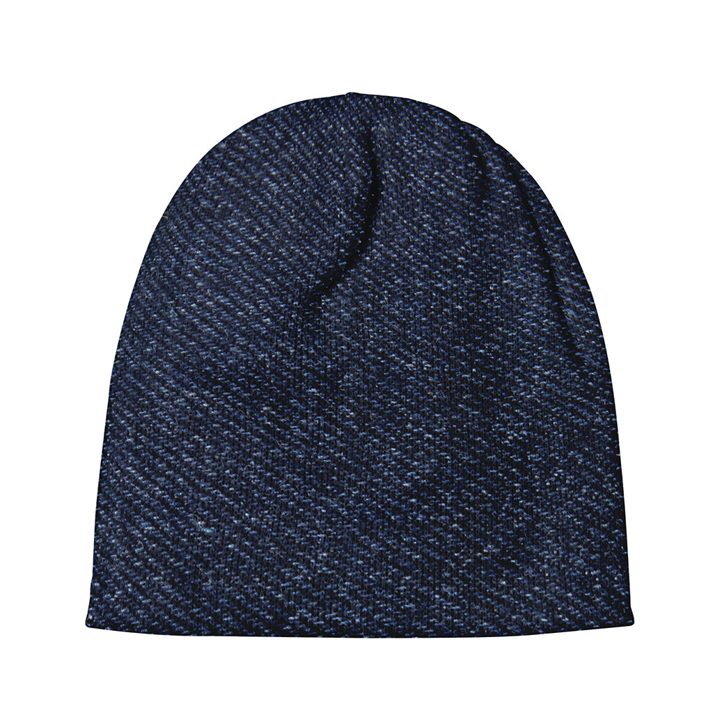 Dark Blue Denim Jeans Print Beanie