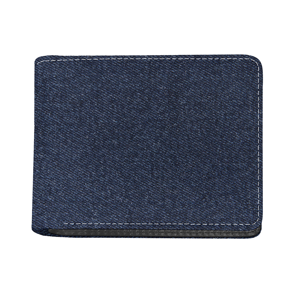 Dark Blue Denim Jeans Print Bifold Wallet