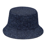 Dark Blue Denim Jeans Print Bucket Hat