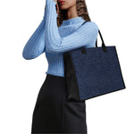 Dark Blue Denim Jeans Print Canvas Tote Bag