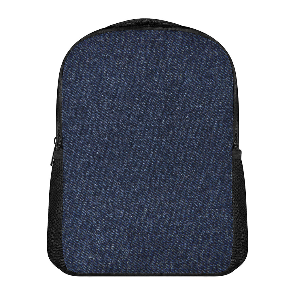 Dark Blue Denim Jeans Print Casual Backpack