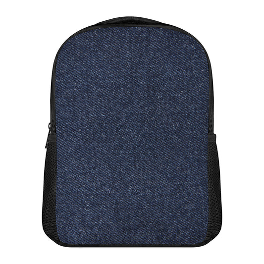 Dark Blue Denim Jeans Print Casual Backpack