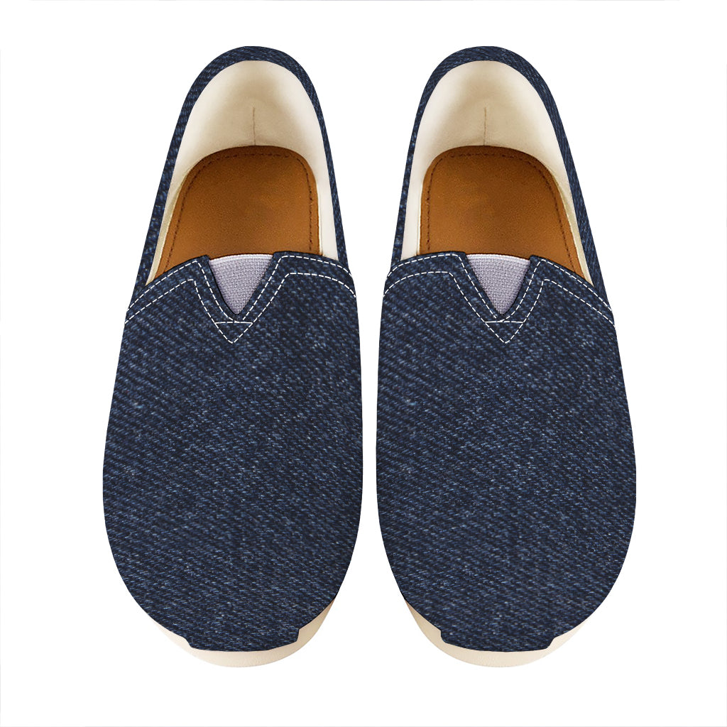 Dark Blue Denim Jeans Print Casual Shoes