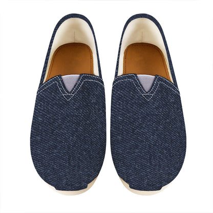 Dark Blue Denim Jeans Print Casual Shoes