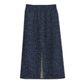 Dark Blue Denim Jeans Print Cotton Front Slit Maxi Skirt