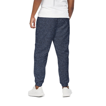 Dark Blue Denim Jeans Print Cotton Pants
