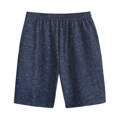 Dark Blue Denim Jeans Print Cotton Shorts