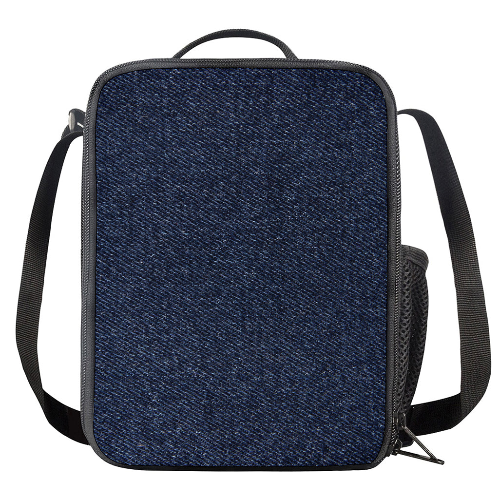 Dark Blue Denim Jeans Print Crossbody Lunch Bag