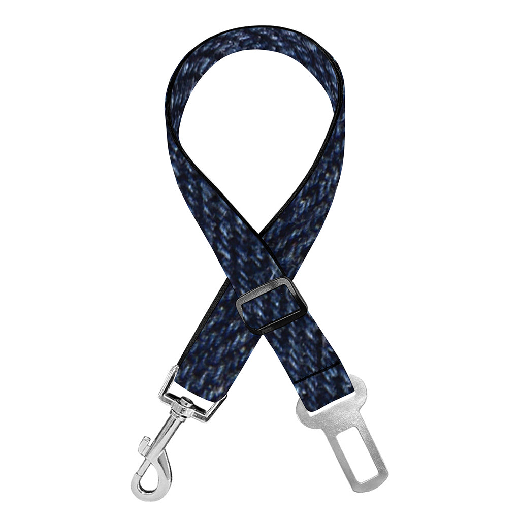 Dark Blue Denim Jeans Print Dog Seat Belt