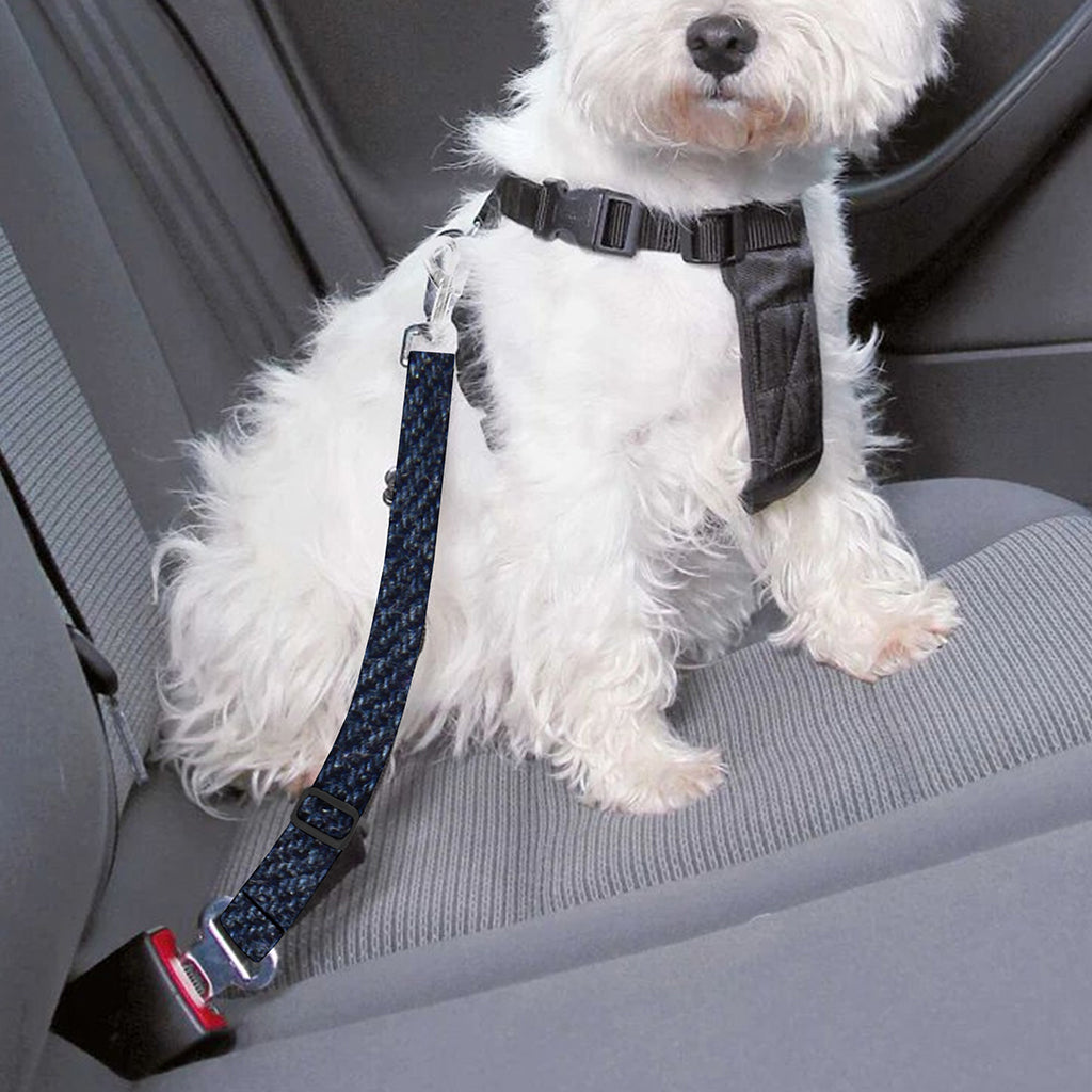 Dark Blue Denim Jeans Print Dog Seat Belt