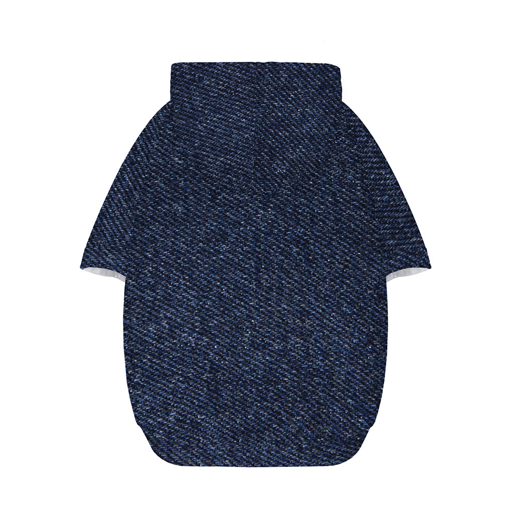 Dark Blue Denim Jeans Print Dog Zip Up Hoodie