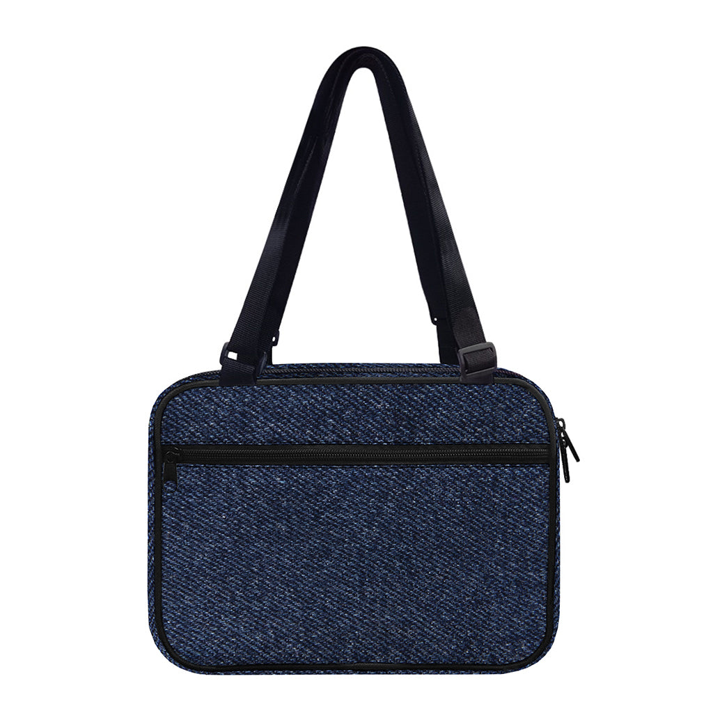 Dark Blue Denim Jeans Print Double Strap Bible Bag