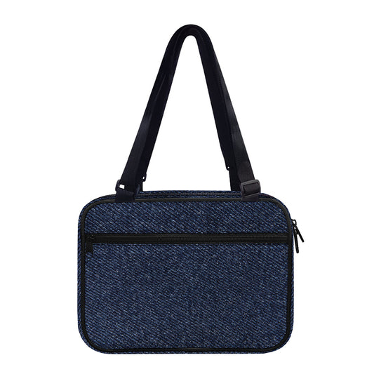 Dark Blue Denim Jeans Print Double Strap Bible Bag