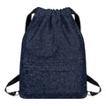 Dark Blue Denim Jeans Print Drawstring Backpack