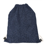 Dark Blue Denim Jeans Print Drawstring Bag